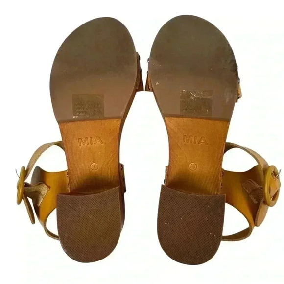 MIA Women's Slingback Wedge Sandals Yellow Tan Size 10 Casual Summer - Picture 5 of 10
